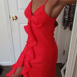 Stunning Red-Orange strappy cocktail dress